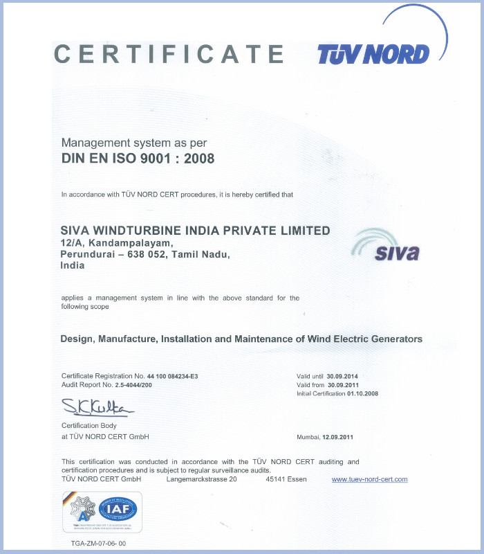 TUV Nord Certificate